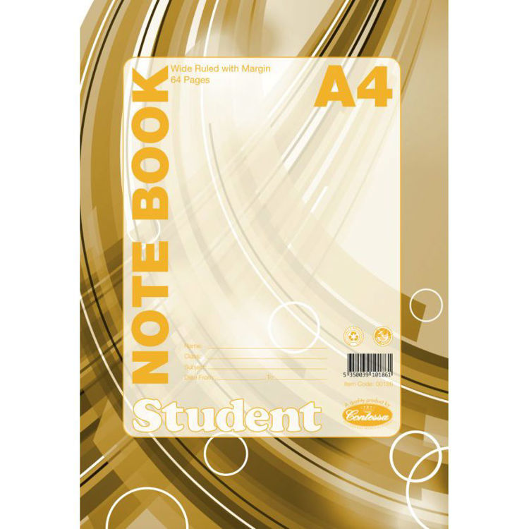 Picture of A4 -STUDENT NOTEBOOK 64PGS WIDE RULED WITH MARGIN-CONTESSA